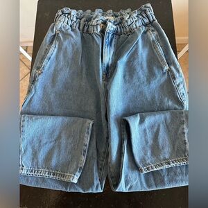 Zara Paperbag Jeans, Size 12, Blue Denim, Like New